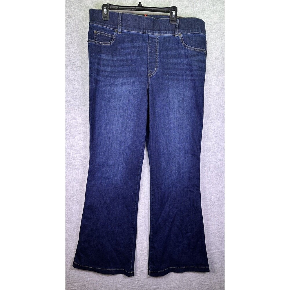 Spanx Everywear Flare Jeans 2X XXL Pull On Stretch Shaping High Rise EUC Dark